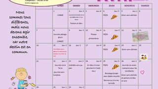 Image montrant un tableau avec les dates du mois d'avril