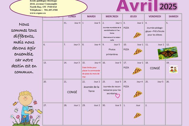 Image des dates importantes à retenir en avril